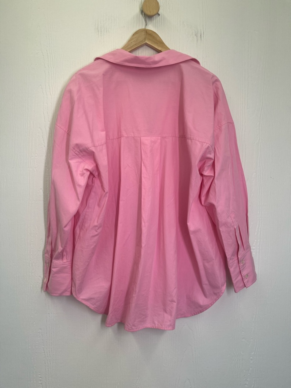 Zara  - Bubble Gum Pink Button Down Long Sleeve Oversized Shirt Size Large - Picture 9 of 9